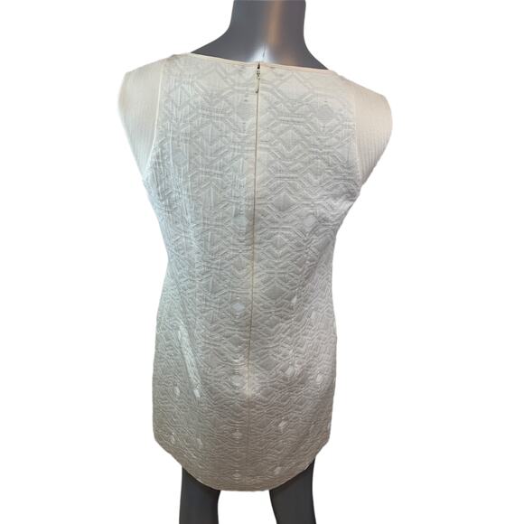 J. Crew Jacquard Cream Off-White Dress Small Zip Pocket Shift B9431 Bridal - Picture 3 of 7